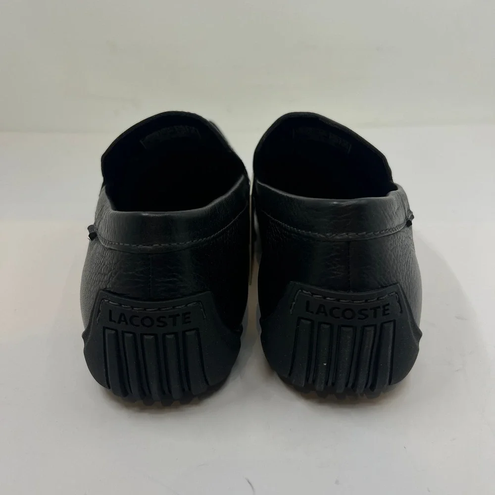 Lacoste Argon Lexi 2 Mens 10.5 Black Leather Slip On Loafer‎ Driving Shoes